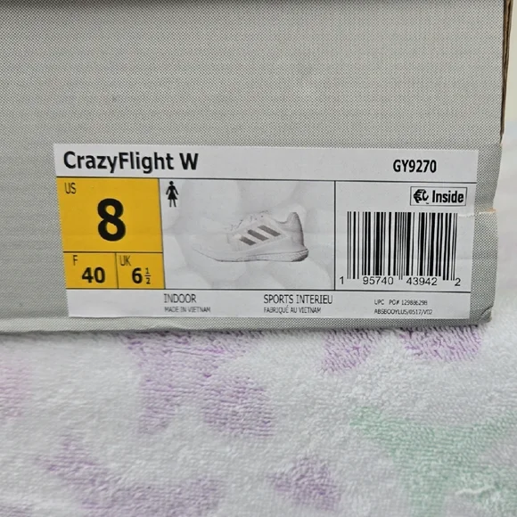 Adidas CrazyFlight W White Sneakers Size8 - Picture 2 of 8